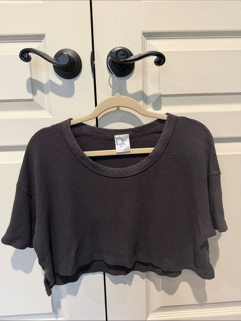 Aerie Waffle-Knit Cropped Short-Sleeve Top